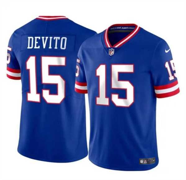 Men & Women & Youth New York Giants #15 Tommy DeVito Royal 2023 F.U.S.E. Throwback Limited Jersey